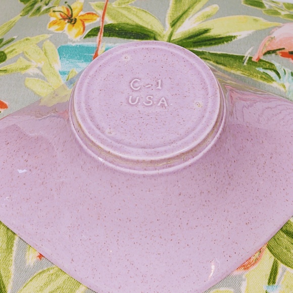 VINTAGE C-1 USA FLARED GLAZED SPECKLED POTTERY BOWL/SOFT LILAC/MCM/HOME DECOR - Picture 5 of 9